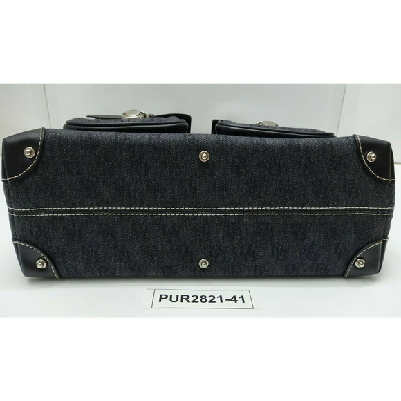 Dooney & Bourke Black Canvas DB Printed Pockets Zipper Satchel Bag w/ Wallet - Picture 7 of 14